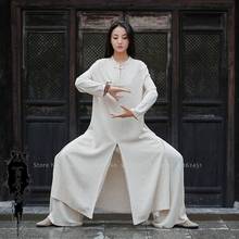 Traditional Chinese Hanfu Tang Suit Kung Fu Long Robes Women Linen Retro Dress Zen Tea Art Outfits Performance Cosplay Costumes 2024 - buy cheap