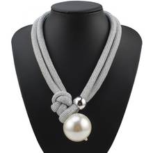 Handmade Statement Fashion New Big Bead Ball Pendant Necklace for Women Bib Multi Layers Long Rope Chain Pearl Necklace Jewelry 2024 - buy cheap