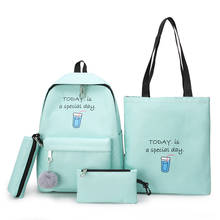 4 pcs sets canvas Schoolbags For Teenage Girls Female Children Shoulder Bags New Trend Female Backpack Fashion Women Backpack 2024 - купить недорого