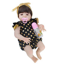 55cm Full Silicone Body Reborn Baby Doll Toy Realistic Newborn Princess Babies Doll With Earring Girl Brinquedos Bathe Toy 2024 - buy cheap