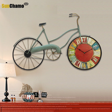 Reloj de pared Vintage estilo mediterráneo, decoración de hogar, sala de estar, colgante creativo elegante para bicicleta, regalo de bienvenida 2024 - compra barato