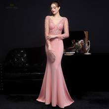 Evening Dress V-Neck Mermaid Dresses Woman Party Night Evening Dresses Long Beading Appliques Evening Dresses with Sweep Train 2024 - buy cheap