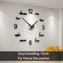 Large 3d Diy Wall Clock Modern Design Acrylic Silent Watch 3D Wall Sticker Clocks Living Room Big Black Watch Home Decor Gift 2024 - buy cheap