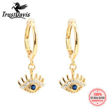 ElfoPlataSi-pendientes de aro de zirconia cúbica para mujer, joyería fina con diseño minimalista de ojo brillante, a la moda, Plata de Ley 925 auténtica, para fiesta de boda, DS672 2024 - compra barato