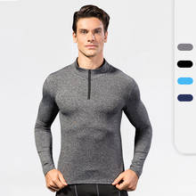 Men Zipper Collar Training T Shirt Sports Fitness Gym Long Sleeve Running Top Quick Dry Workout Compression Tee Custom Logo 2024 - buy cheap