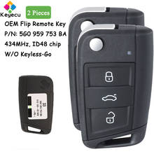 KEYECU 2 Pieces OEM Flip Remote Car Key With 3 Buttons 434MHz for Volkswagen MQB Golf for Skoda Octavia A7 Fob 5G0 959 753 BA 2024 - buy cheap