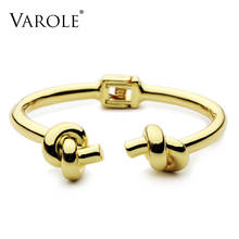 VAROLE Trendy Both Sides Knot Twice Cuff Bracelet Gold Color Metal Bangle Stainless Steel Bangles Bracelets For Women Bracelets 2024 - buy cheap