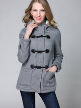 Jaqueta feminina com capuz, botão de buzina, fina, casual, estilo harajuku, parka, outono inverno, macio, novo casaco feminino, 2020 2024 - compre barato