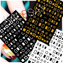 Pegatinas de Arte para uñas, diseño de luna y estrella, pegatinas autoadhesivas para uñas, de oro y negro 2024 - compra barato