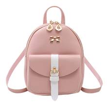 Women's Mini Backpack Luxury PU Leather Kawaii Backpack Cute Graceful Bagpack Small School Bags for Girls Bow-knot Leaf Hollow 2024 - купить недорого