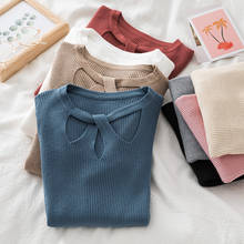 Suéter de cuello redondo para mujer, jersey de manga larga, tejido calado, de cintura baja, Otoño, 2020 2024 - compra barato