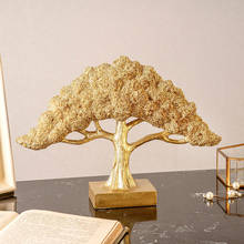 Золотая Статуя счастливого дерева фэншуй, украшение елки, украшение стола золотистый кошелек, красивые поделки искусства 2024 - купить недорого