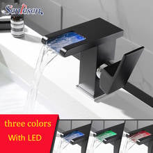 LED Black Water Hydroelectric Basin Faucet Deck Mounted Tall And Short Tap Bathroom Single Handle Cold and Hot Water Mixer Tap 2024 - buy cheap