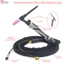 Professional 180A WP17-FV TIG Torch 3.7m GTAW Air Cooling Flexible Neck Gas Valve WP17 Tig Welding Gun 2024 - buy cheap