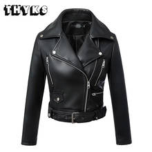 2022 New Fashion Women Autumn Winter Black Faux Leather Jackets Zipper Basic Coat Turn-down Collar Moto Biker Jacket with Blet 2024 - buy cheap