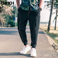 GXXH размера плюс 4XL 5XL 6XL мужская мода бренд толстяк Уличная Брюки свободные однотонные Цвет увеличивают Контрастность линии повседневные брюки 2024 - купить недорого
