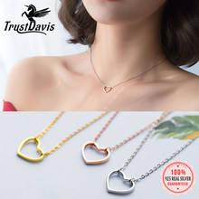 TrustDavis Real 925 Sterling Silver Clavicle Necklaces For Women Wedding Party Romantic Heart Love 925 Necklace Jewelry DS464 2024 - buy cheap