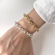 Punk 18K Gold Authentic 925 Sterling silver Hollow-out Chunky O Link Chian Wrist Bracelet Charms Fine jewelry C-A266 2024 - buy cheap