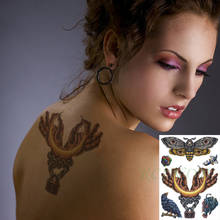 Pegatina de tatuaje temporal a prueba de agua para hombres y mujeres, tatuaje falso, Cráneo, mariposa, pescado, bloqueado, mano, cuchillo, Luna, Flash 2024 - compra barato