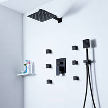 Ceiling Wall Mount Black Concealed Shower Set Bathroom Square Rain Shower System Bathtub Shower Spout Faucet Tap 2024 - buy cheap
