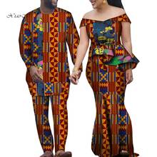 2pcs Set African Dashiki Print Couple Clothing for Lovers Men's Suit Women's Party Maxi Dress Men Suits Shirts Pant Set WYQ212 2024 - buy cheap