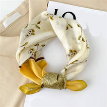 2021 cachecol em seda pura estampa floral feminino elegante pequeno cachecol quadrado gola faixa de cabelo foulard bandana suave 2024 - compre barato