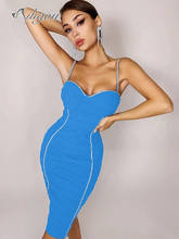 Ailigou 2022 New High Quality Blue Non-slip Mesh Wave Diamond Draping Bodycon Rayon Bandage Dress Sexy Club Party Dress Vestidos 2024 - buy cheap