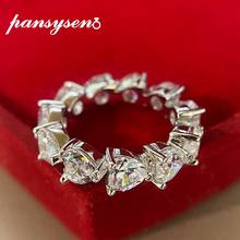 PANSYSEN Sparking Heart Cut Simulated Moissanite Diamond Wedding Rings for Women Pure Silver 925 Sterling Fine Jewelry Ring Gift 2024 - buy cheap