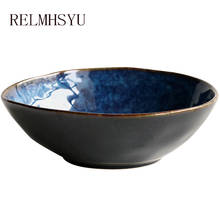 Tazón de sopa de fideos azules de estilo japonés, tazón de cena Irregular para ensalada de frutas y arroz para el hogar, 1 unidad 2024 - compra barato