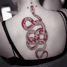 1 шт. цвет красная змеиная наклейки для временных татуировок Водонепроницаемый Временные татуировки для Для женщин мужской боди-арт украшения рука талия Змея поддельные татуировки 2024 - купить недорого