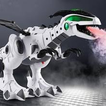 Дети Удивительный белый электрический спрей механический Птерозавр динозавр Интеллектуальный шагающий динозавр Робот Модель свет игрушка со звуком 2024 - купить недорого
