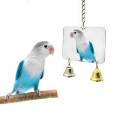Papagaio pássaro brinquedos de pássaro de estimação espelho sino brinquedo em forma de coração opcional com sino em cor aleatória escada abs animal de estimação suprimentos acessórios 2024 - compre barato