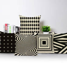 Funda de cojín geométrica para sofá, silla, coche, decoración del hogar, rayas onduladas, color blanco y negro 2024 - compra barato