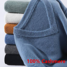 Suéter de cachemira para Hombre, Jersey cálido clásico con cuello en V, otoño e invierno, 100% 2024 - compra barato
