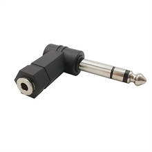 1pcs ângulo direito adaptador de áudio estéreo 1/4 Polegada 6.35mm macho plug para 3.5mm fêmea jack 90 graus fone ouvido estéreo conector áudio 2024 - compre barato