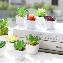 Lovely Artificial Plants with Pot Simulation Succulents Potted Bonsai Green Fake Plants Desktop Table Home Bedroom Decoration 2024 - buy cheap