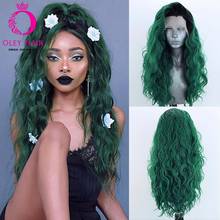 Oley-peruca solta ondulada, peruca sintética, frontal, resistente ao calor, verde, ombré, preta, 20-24 estilos, cosplay, para mulheres negras 2024 - compre barato