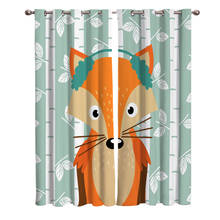 Cartoon Fox White Birch Window Curtains Curtains for Living Room Decorative Items Living Room 2024 - buy cheap