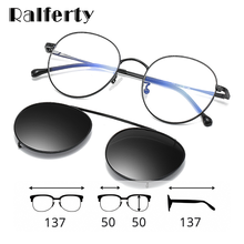 Ralferty óculos de sol redondo vintage, clipe de prescrição para óculos de sol, armação óptica para dirigir, círculo de óculos de metal z17204 2024 - compre barato