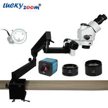Lucky Zoom 3.5X-90X Simul-Focuse Trinocular Articulating Arm Clamp Stereo Microscope 144 LED 14MP HDMI Microscopio Camera 2024 - buy cheap