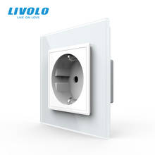 Livolo EU Standard Power Socket, White Crystal Glass Panel, AC 110~250V 16A Wall Power Socket, VL-C7C1EU-11,no logo 2024 - buy cheap