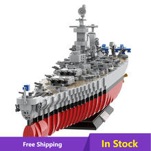 MOC bricks  WW2 Military Warships Iowa-Class Warshipss Series Building Blocks Model High-Tech bricks Soldier Weapon Toys 2024 - buy cheap