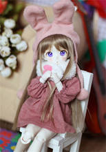 BJD Кукла Одежда для 1/6 1/4 размер кукла розовое платье с сумкой шарф кролик шляпа кукла аксессуары милый кукольный костюм 2024 - купить недорого