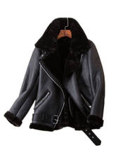 Ailegogo Winter Coats Women Thickness Faux Leather Fur Sheepskin Female Fur Leather Jacket Aviator Outwear Casaco Feminino 2024 - купить недорого