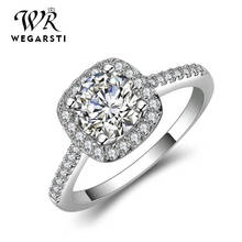 WEGARSTI 12 Color Fashion Silver Pink Crystal Wedding Female Rings For Women Simple Geometric Ring Sterling Silver Jewelry 2024 - buy cheap