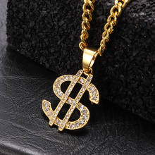 US Dollar Money Pendant Necklaces Hip Hop Gold Color Long Chain Trendy Crystal Dollar Sign Necklace For Men Women Jewelry Gift 2024 - buy cheap