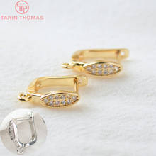 Pendientes de latón con circonita de 12x12MM, Accesorio para hacer joyas, Color dorado, 24K, 4 unidades 2024 - compra barato