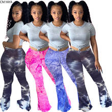 CM.YAYA, винтажные женские эластичные широкие брюки с принтом в виде бабочки и галактики, брюки с широкими штанинами, брюки с высокой талией, драпированные спортивные штаны для бега 2024 - купить недорого