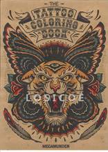 "THE TATTOO COLORING BOOK" Tiger Retro Tattoos Wall Art Vintage Kraft paper Posters Interior Painting Wall Sticker Home Decor 2024 - buy cheap