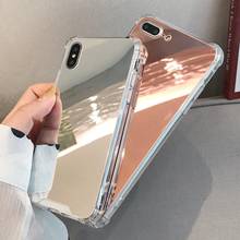 Airbag Full View Mirror Case for iphone 11 Pro MAX 6 6s 8 7 Plus 12 X XS Max XR SE 2020 Shockproof Soft Silicon Phone Back Cover 2024 - купить недорого